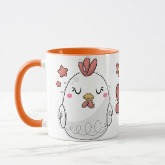Mug Café de poulet à la main rustique mignon