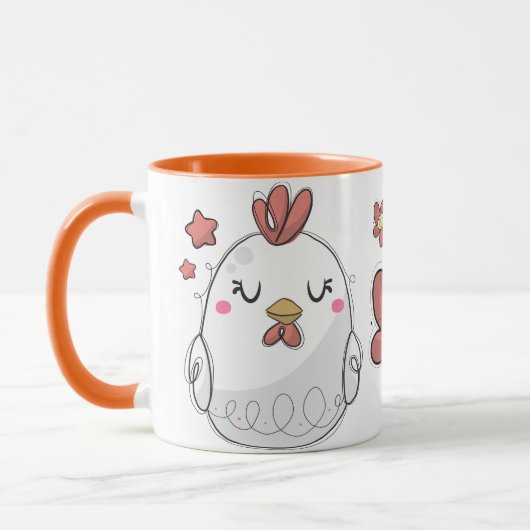 Mug Café de poulet à la main rustique mignon (Gauche)