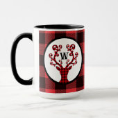 Mug Café de vacances Monogramme Plaid Reindeer (Gauche)