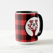 Mug Café de vacances Monogramme Plaid Reindeer (Devant droit)