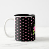 Mug Café Deux Tons Noir Roses et Dahlias (Gauche)
