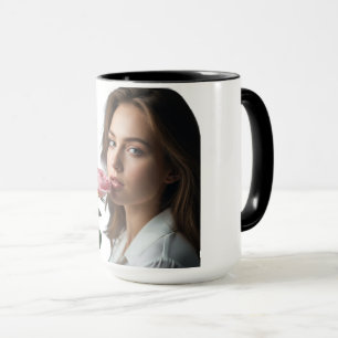 Mug Café Deux Tons Portrait Rose Douce Esthétique