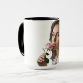 Mug Café Deux Tons Portrait Rose Douce Esthétique (Devant gauche)
