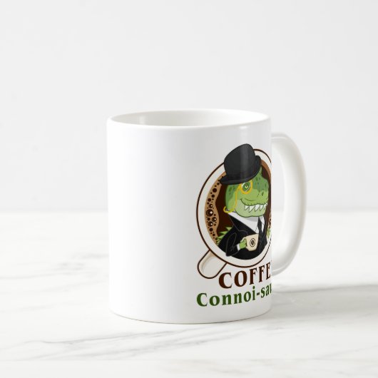 Mug Café Dinosaure Connoi-Saur Drôle Boisson Café (Devant droit)