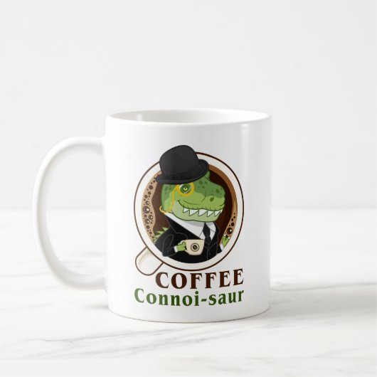 Mug Café Dinosaure Connoi-Saur Drôle Boisson Café (Gauche)