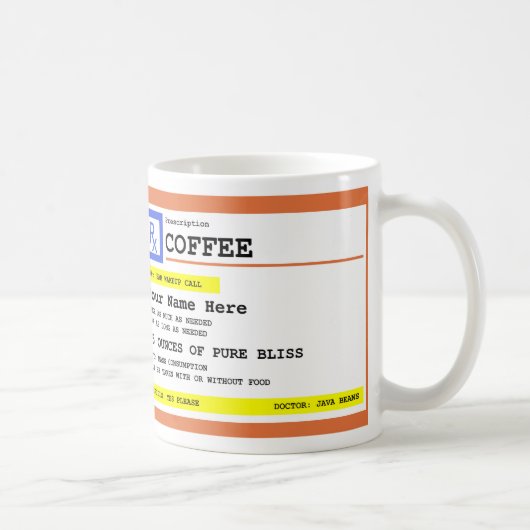 Mug Café d'ordonnance personnalisé (Droite)