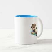 Mug Café Double Face avec une Douce Loutre Bébé Fl (Devant droit)