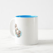 Mug Café Double Face avec une Douce Loutre Bébé Fl (Devant gauche)