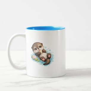 Mug Café Double Face avec une Douce Loutre Bébé Fl
