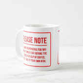 Mug Café drôle de déni de responsabilité de (Devant gauche)