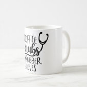 Mug Café, égratignures et gants en caoutchouc. (Devant droit)