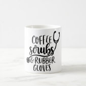 Mug Café, égratignures et gants en caoutchouc. (Centre)