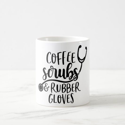 Mug Café, égratignures et gants en caoutchouc. (Centre)