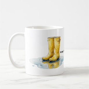 Mug Café en aquarelle Bottes Wellie Jaunes