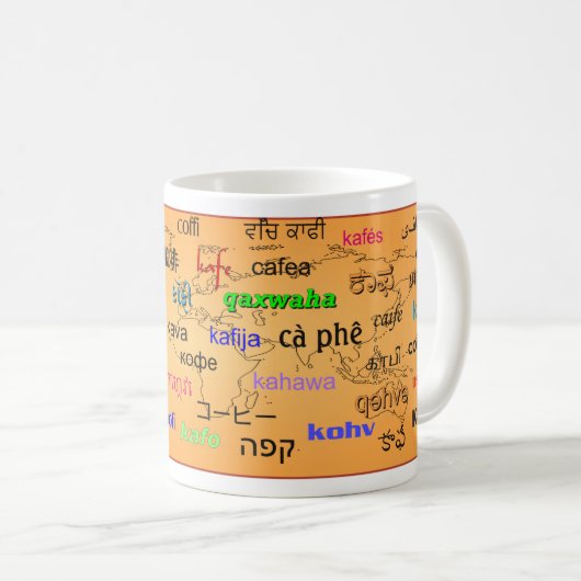 Mug Café en plusieurs langues (Devant droit)
