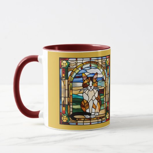 Mug Café en Verre Cathédrale Chat Calico Mignon (Gauche)