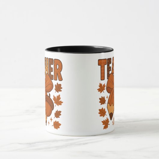 Mug café enseignant d'automne - Bow Plaid d'automn (Centre)