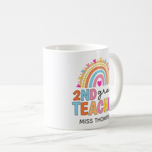 Mug café enseignant de 2e année Rainbow (Devant droit)