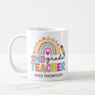 Mug café enseignant de 2e année Rainbow