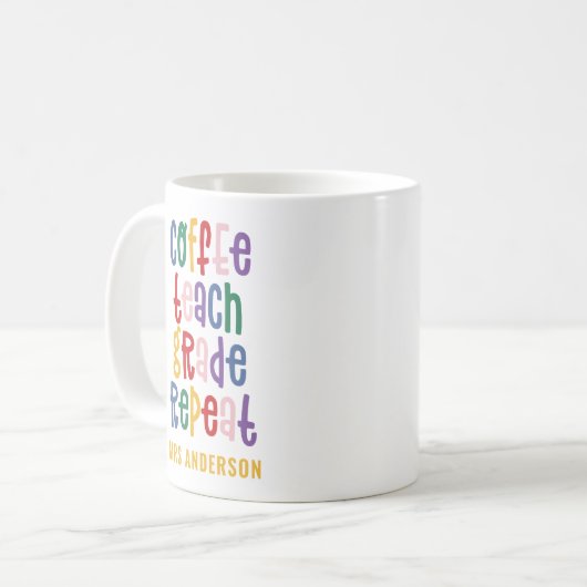 Mug Café, enseigner, grade, répéter professeur de typo (Devant gauche)