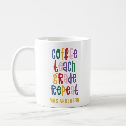 Mug Café, enseigner, grade, répéter professeur de typo (Gauche)