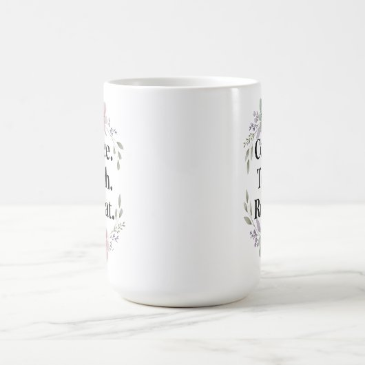 Mug Café. Enseigner. Recommencer. - Enseignant Floral (Centre)