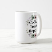 Mug Café. Enseigner. Recommencer. - Enseignant Floral (Devant droit)