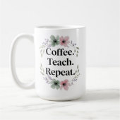 Mug Café. Enseigner. Recommencer. - Enseignant Floral (Gauche)