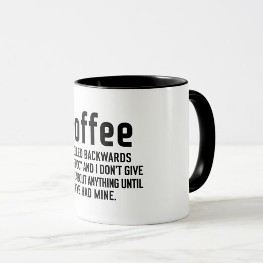 Mug Café épelé à l'envers (Devant droit)