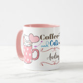 Mug Café et chats adorables Thème Personnalisé (Devant gauche)