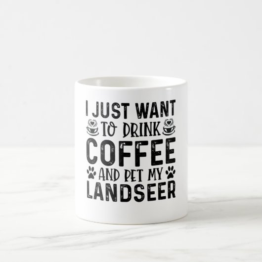 Mug Café et chien Landseer drôle (Centre)