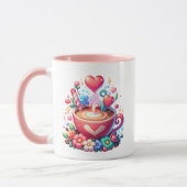 Mug Café et Coeurs Whimsical Personnalisés (Gauche)