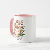 Mug Café et fleurs Cute Kawaii (Devant gauche)