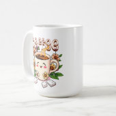 Mug Café et fleurs Cute Kawaii (Devant gauche)