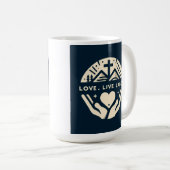 Mug Café et foi : Amour. Vis. Travail. (Devant droit)