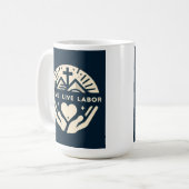 Mug Café et foi : Amour. Vis. Travail. (Devant gauche)