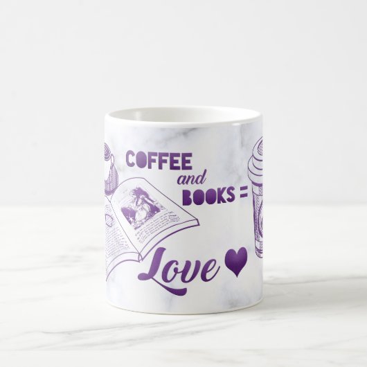 Mug Café et livres Aimer la lecture mignonne (Centre)