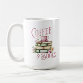 Mug Café et Livres Floral Monogramme (Gauche)
