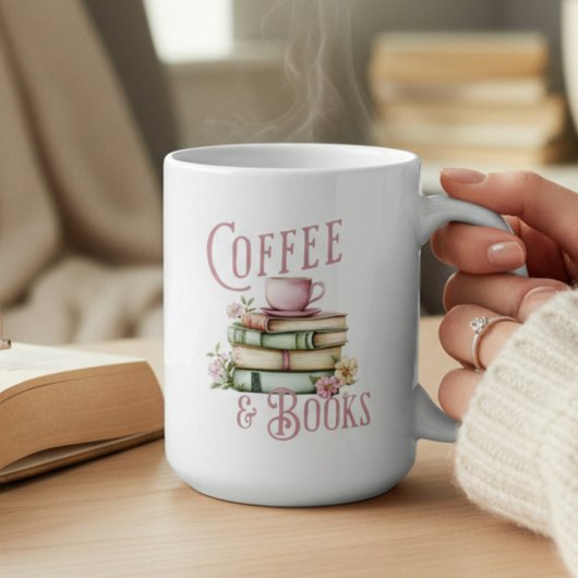 Mug Café et Livres Floral Monogramme