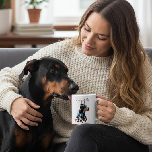 Mug Café et mon Doberman Noirs mignon / Personnaliser 