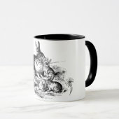 Mug café famille lapin noir et blanc (Devant droit)