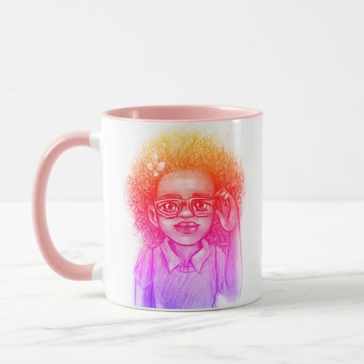 Mug Café Fille aux Boucles Heureuses (Gauche)