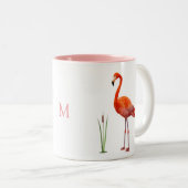 Mug Café Flamant Rose et Monogramme Bicolore (Devant droit)