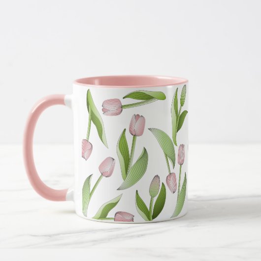Mug Café Fleur Tulipe Rose Botanique Moderne (Gauche)
