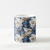 Mug Café Fleurs Blanches Bleues Classiques avec No (Centre)