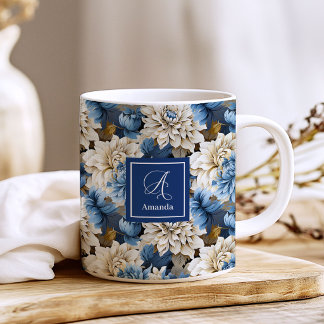 Mug Café Fleurs de la Marine de Luxe Nom Personnal