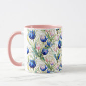 Mug café floral de roses bleues de style vitrail (Gauche)