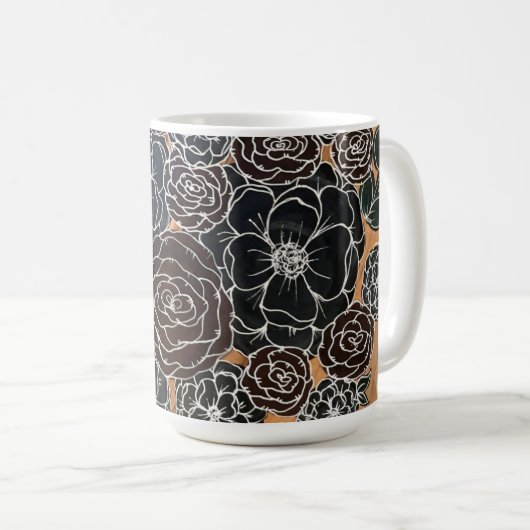 Mug café floral foncé (Devant droit)
