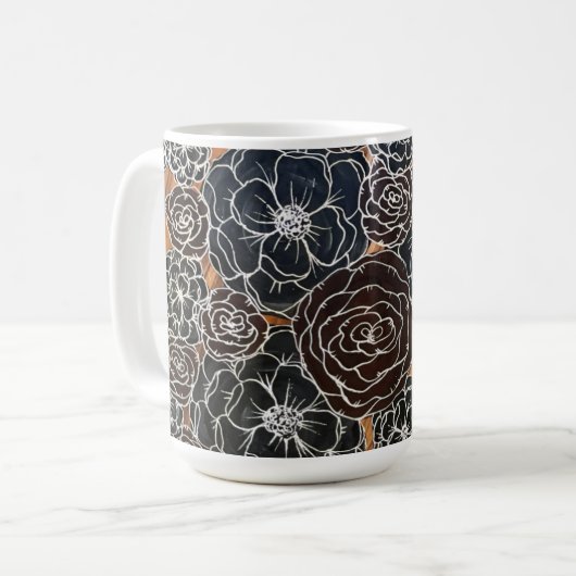 Mug café floral foncé (Devant gauche)