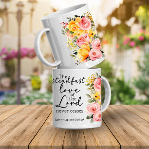 Mug Café Floral Verset Biblique Amour de Dieu
